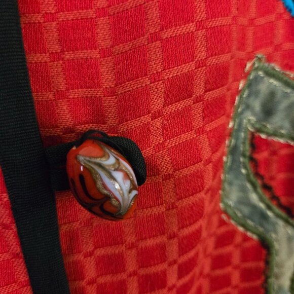 Indigo Moon Vintage Mixed Media Embroidered Patch Jacket Art To Wear Size M - Picture 3 of 6